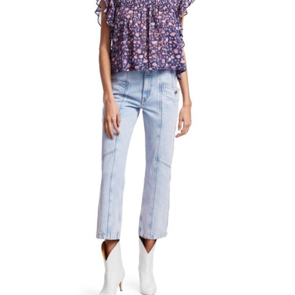 Isabel Etoile Marant Notty Lightwash Denim Cropped Jeans Size FR 34/US XS - Picture 1 of 13